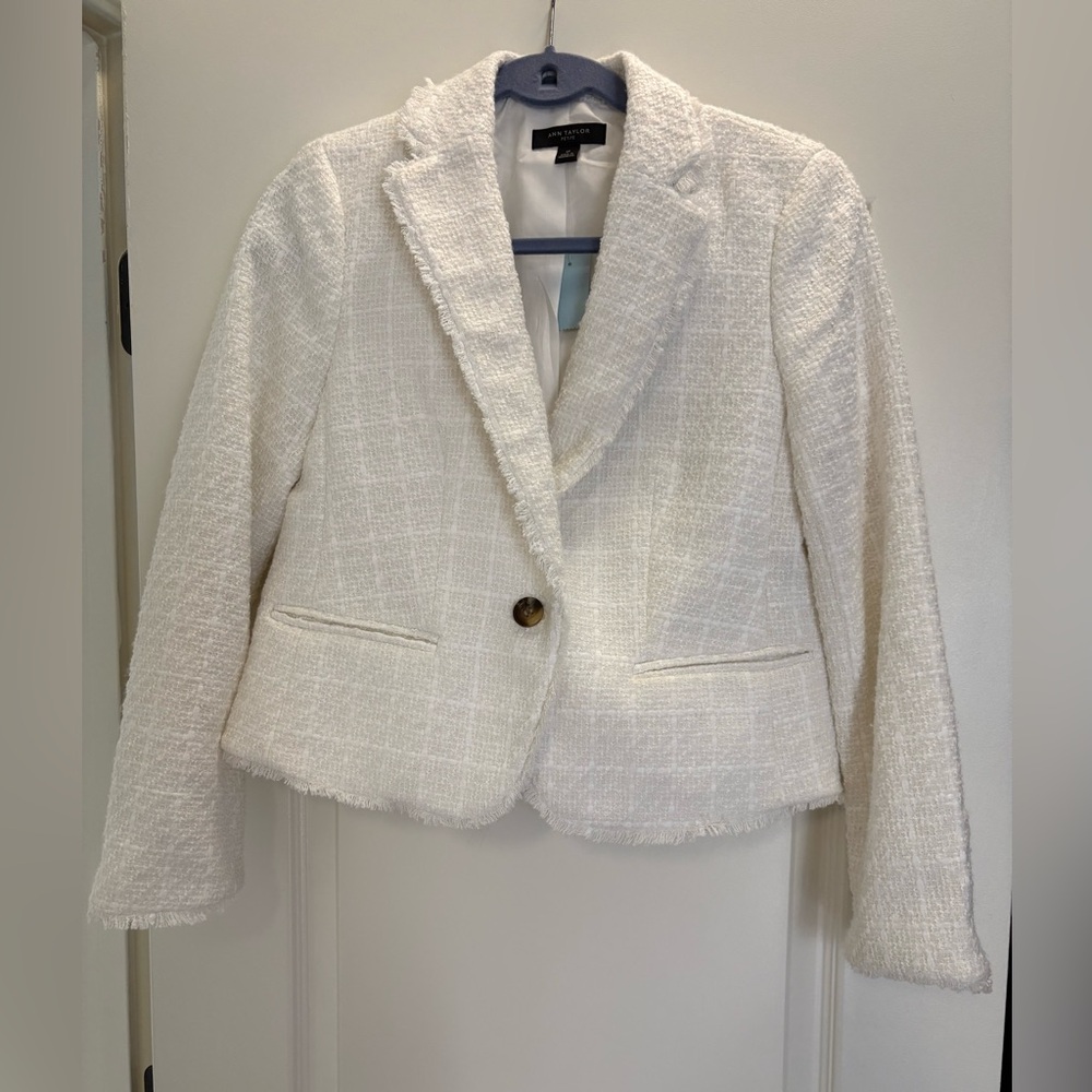 Ann Taylor White Tweed Blazer
